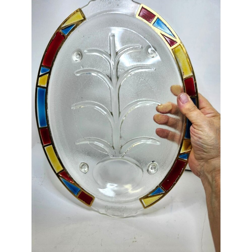 INLAND GLASS PLATTER WITH METAL WARMER